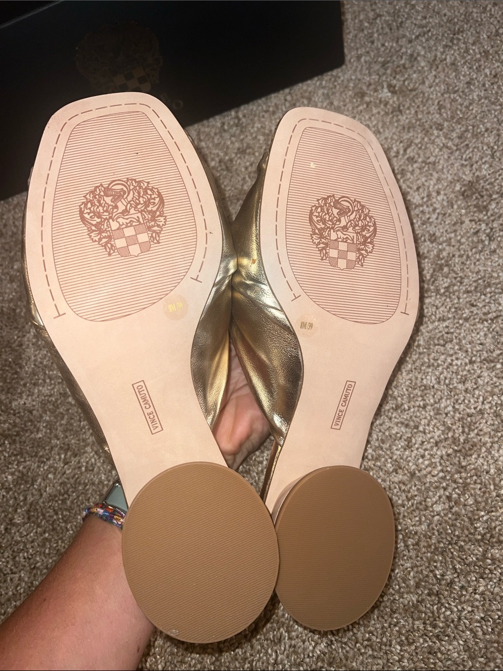 Vince Camuto Metallic Gold Knotted Slide Mules- Liane - Picture 6 of 7